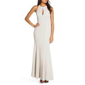 ✨NWT✨ ELIZA J Glitter Knit Trumpet Gown In Champagne Sz 12